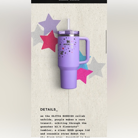 Stanley x Olivia Rodrigo Quencher H2.0 Tumbler 40oz Purple - Picture 12 of 16